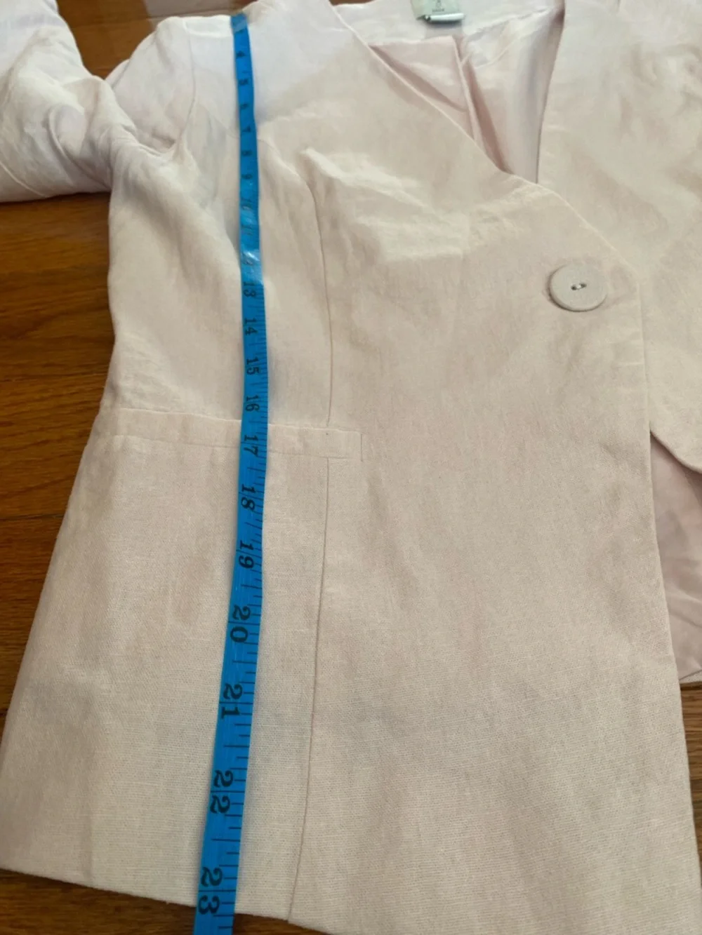 Joie Blush Pink Linen Blend Cropped Blazer Jacket L Minimal Single Button Light - Picture 9 of 10
